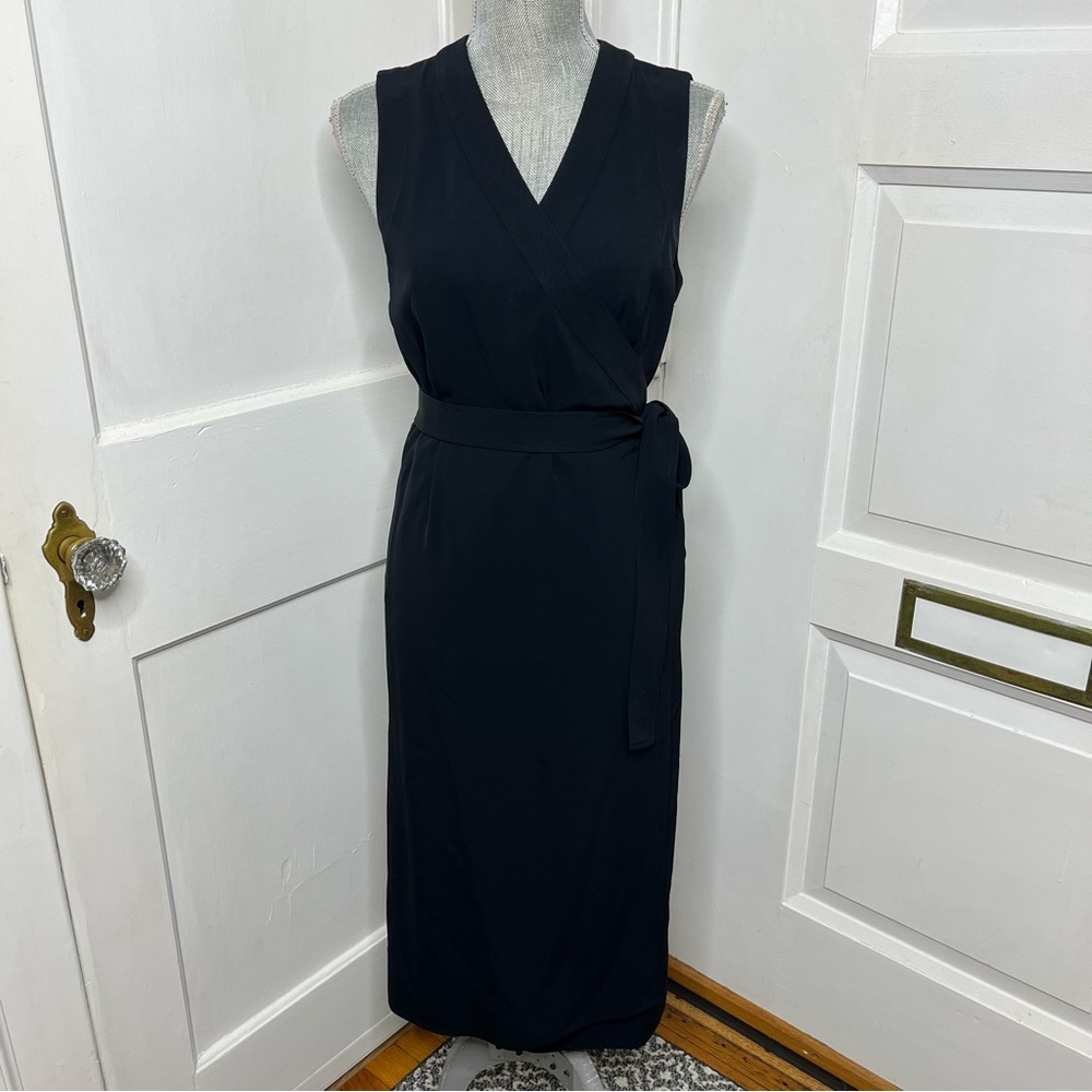 Everlane Goweave Japanese Wrap Dress Sleeveless in Dark Navy Size 2 Midi Dress